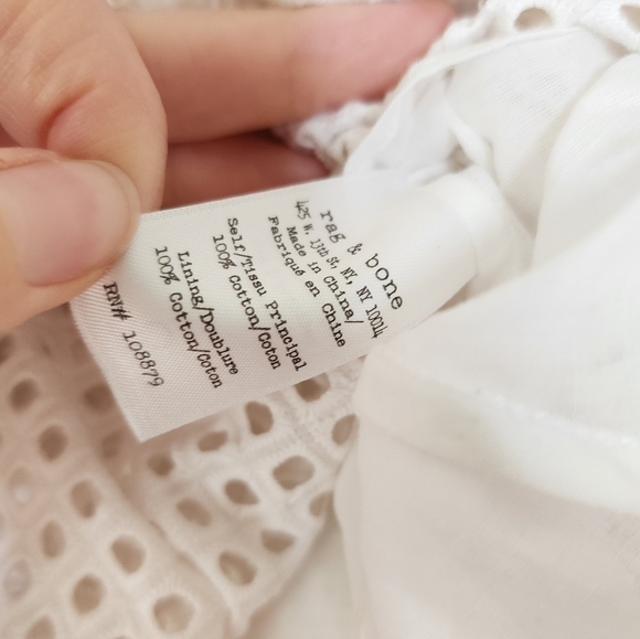 Rag & Bone White Cotton Eyelet Lace Lakewood Skirt 4 - Picture 6 of 7